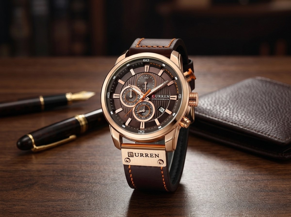 Relógio Curren Masculino 8291 Original Pulseira Couro Social - imagem 3